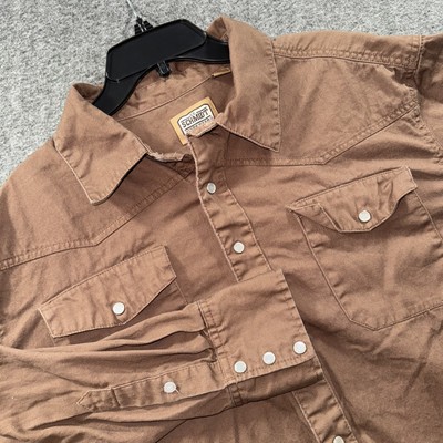 C.E. Schmidt Workwear Shirt Mens XL Brown Western Pearl Snap Casual Cotton