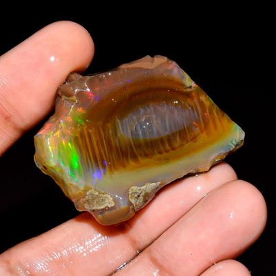 Ethiopian Opal Rough 70 Ct  Large Oil Opal rough Multi fire 40x30x11 mm