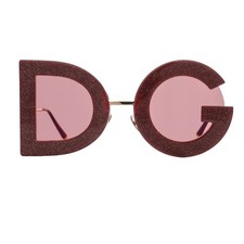 Image of DOLCE & GABBANA DG Logo Glitter Oversize Sunglasses Red Gold DG2207 12741