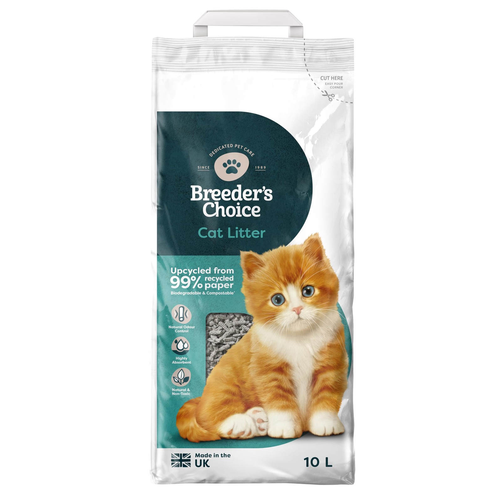 Breeder's Choice Paper Cat Litter (10L) - 99% Recycled Paper - Image 4