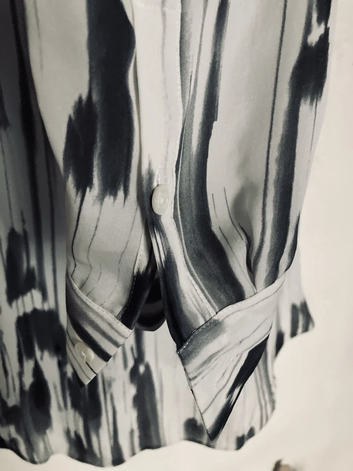 Blusa túnica Vince aquarela estampa geo tie dye 100% seda $345 varejo 6 - Imagem 4 de 4