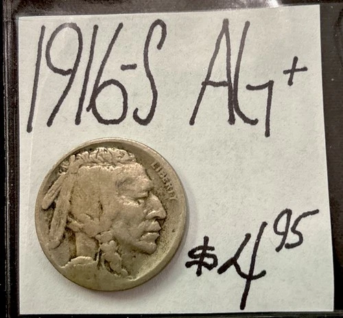 1916-S Buffalo Nickel (AG+) About Good+ Condition! ENN Coins