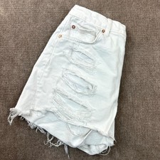 Free People We The Free Cut Off Shorts Womens 26 White Button Fly Distressed