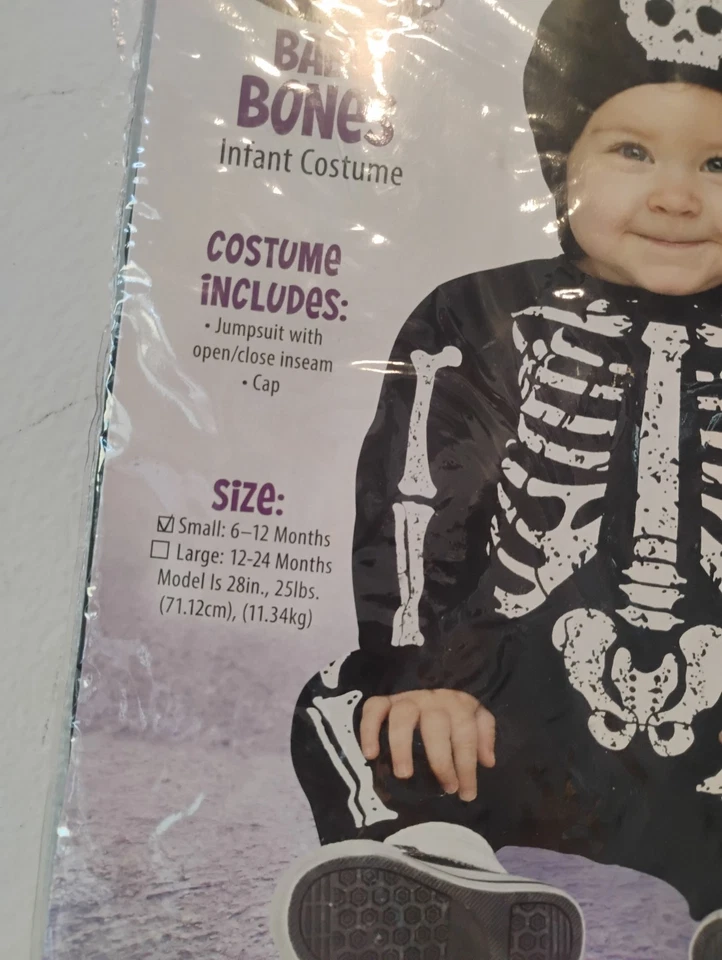 Disfraz Esqueleto Bitty Bones Infantil 0-6 Meses Halloween Disfraz Vestir Nuevo Foto 3 de 3