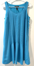 Lauren /Ralph Lauren Sz. 4 Turquoise Pin-Tucked Scoop Neck Dress w/ Seam Pockets