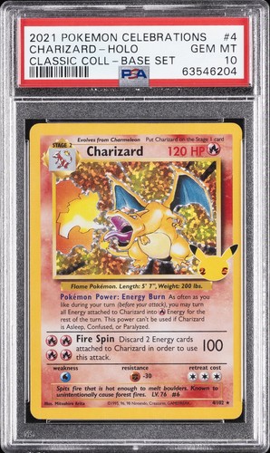 2021 POKEMON CELEBRATIONS CLASSIC COLLECTION #4 CHARIZARD-HOLO PSA 10