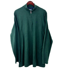 CHAPS Ralph Lauren Mens Lightweight Long Sleeve 1/4 Zip Pullover Green LT Tall