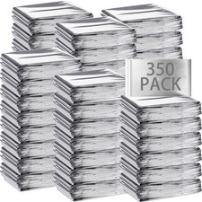 350 Pieces Blanket Bulk - Survival Thermal Silver Foil Reflective Blankets Se...