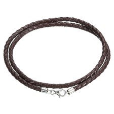 3mm 16 Inch Braided Necklace String Rope with 925 Sterling Silver Clasp Coffee 
