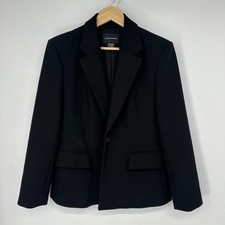 Club Monaco Tailored Blazer Single Breasted Jacket Black Minimalist, Size 12