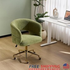 Velvet Rolling Chair W/ Gold Base Multi-Functional Swivel Desk Chair Home Office