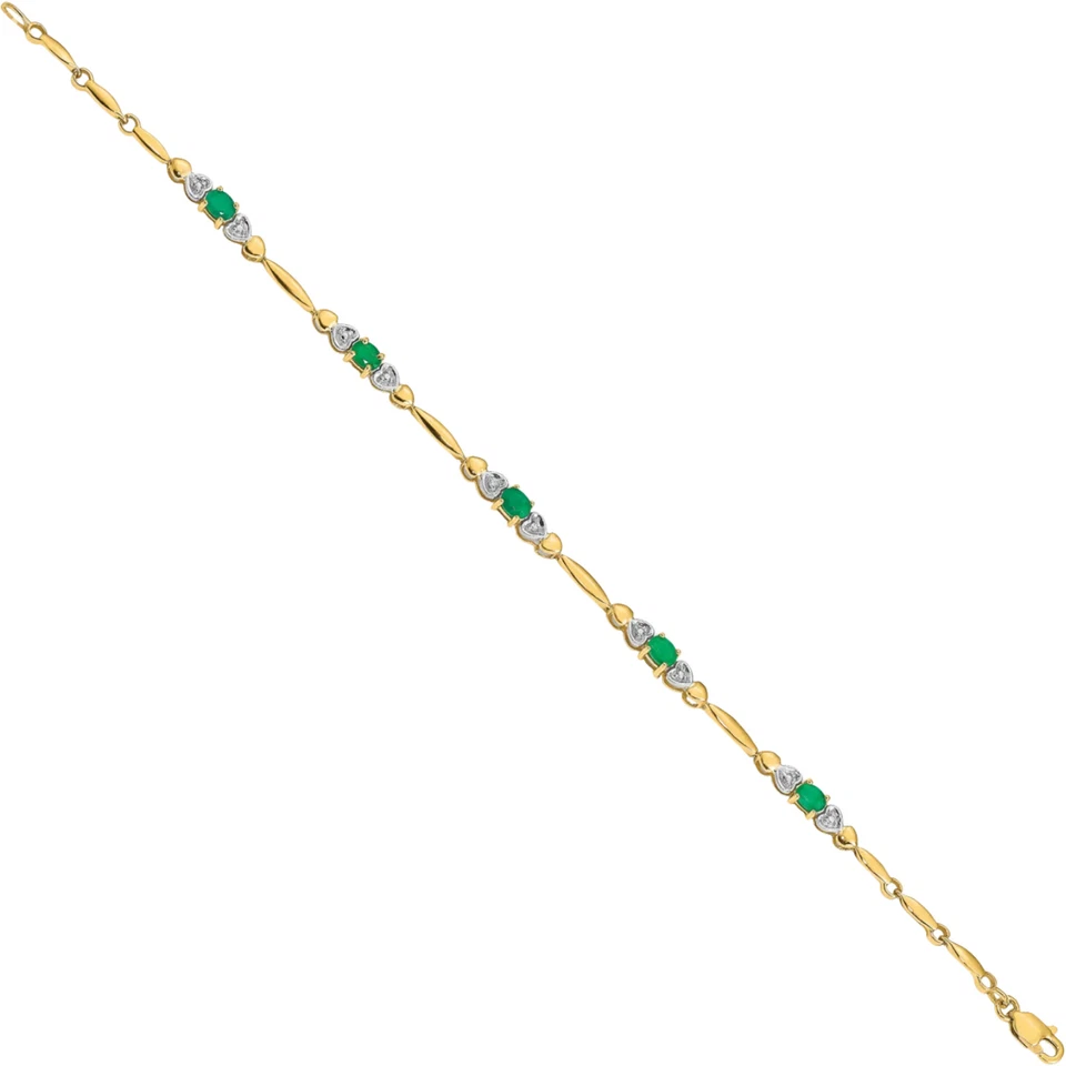 Brazalete tenis esmeralda diamantes oro amarillo macizo 14K Foto 2 de 4