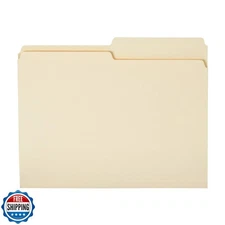 Amazon Basics File Folders, 1/2 Tab, 36-Pack, Letter (8.5Lx11W inches), Manil