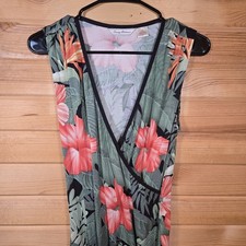 Tommy Bahama 100 Silk Maxi Dress Small Green Floral Tropical Resort Vacation