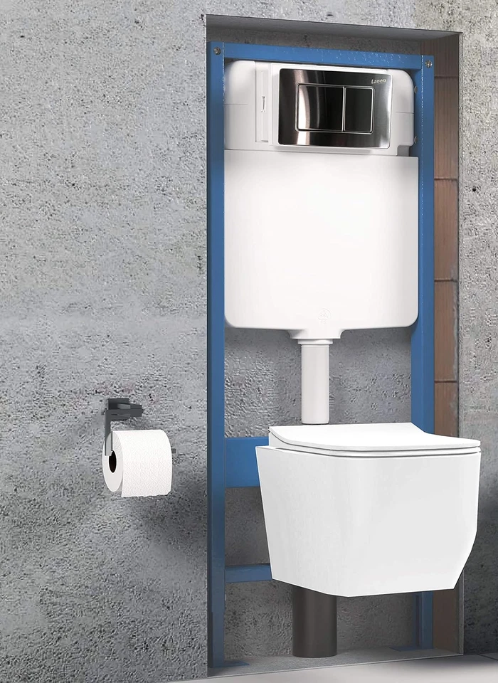 Tecno-Struttura Telaio E Cassetta per Wc Vaso Sospeso Completo Di Placca Di Coma - Immagine 2 di 4