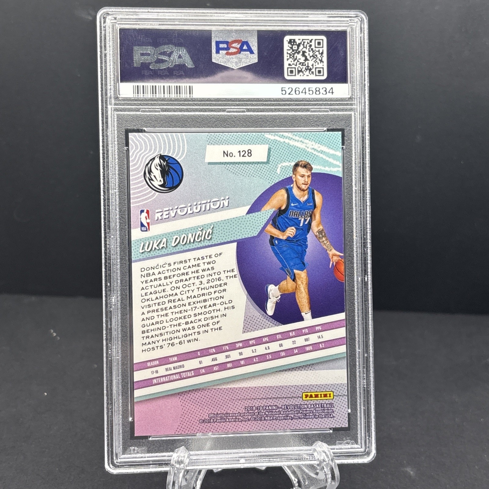 Panini 2018-19 Revolution Luka Dončić RC #128 PSA 10 Gem Mint Mavericks view 2