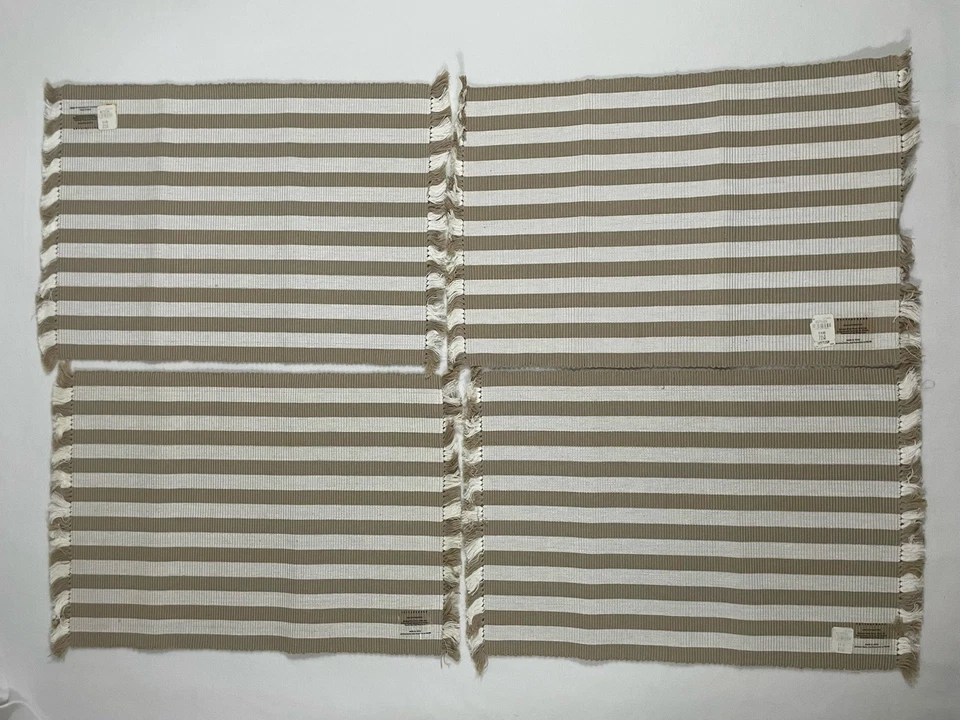 Pottery Barn Woven Placemats set of 4 Tan Natural Versatile Fringe Rectangle - Image 3 of 4