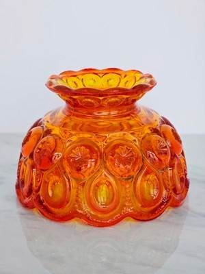 Vintage LE Smith Glass Moon & Star Amberina Fairy Lamp Top for 9