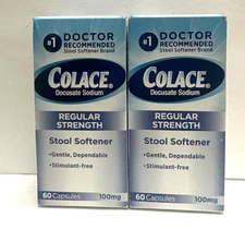 Colace Regular Strength Stool Softener,100 mg,2 Pac (60 Capsules each)Exp :02/26