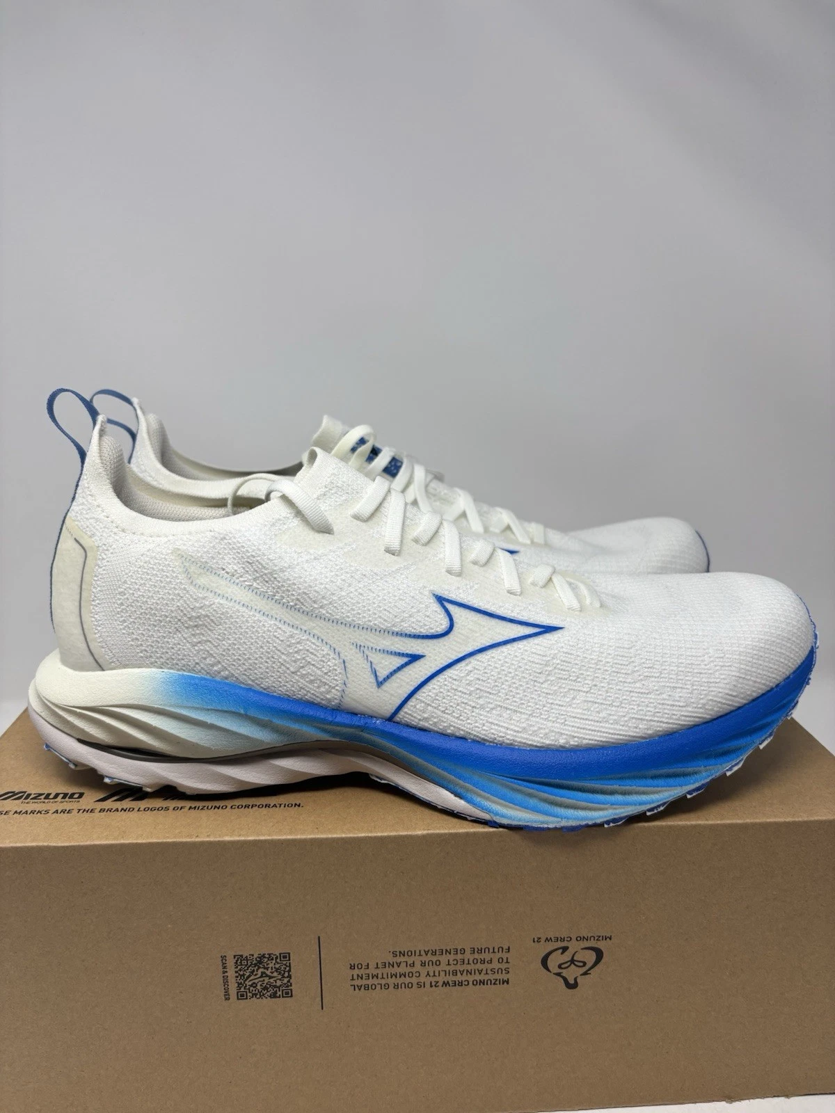 Mizuno Running Men's Wave Neo Wind Running Shoe J1GC227801 White Mens Size New