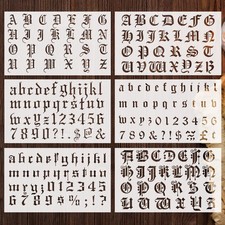 Outus 8 Pcs Calligraphy Letter Stencils Gothic Alphabet Number 10 x 6 inches