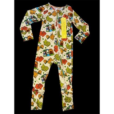 Wei Wei 2T Dinosaur Bamboo Viscose Zippie Sleeper Pajamas Cream Multi