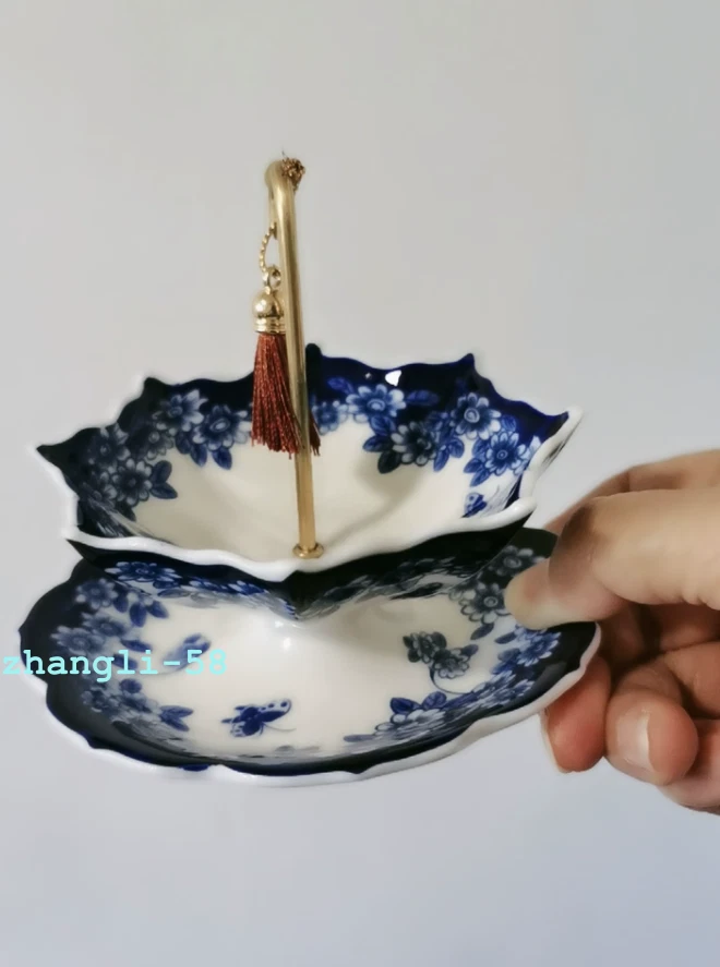 China Blue and White Porcelain Tea Strainer Umbrella Shape Teaware Table Decor