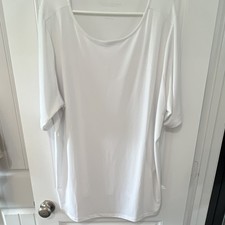Susan Graver Plus 3X White Solid Knit Scoop N...