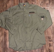 NWT Carhartt Relaxed Fit Rugged Flex Canvas Work Shirt Tan L 102538 Rigid Logo