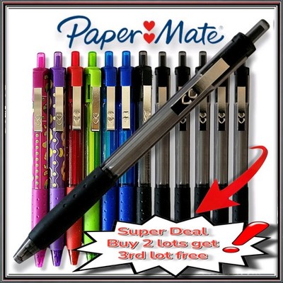12 x Paper Mate Stifte Kugelschreiber Einziehbar RT300 KAUFEN SIE 2 MENGEN ERHALTEN SIE I MENGE EXTRA GRATIS