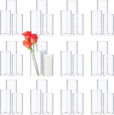 60 Pcs Glass Cylinder Vases 2.5''/2.95''/3.9'' Diameter Clear Flowers Vase Hurri