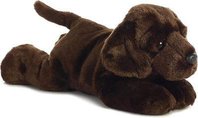 Aurora Max Chocolate Lab Dog Plush Toy Stuffed Animal Flopsie Puppy 12.5  Brown