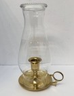 Vintage Partylite Brass Candle Glass Hurricane Lamp Topped with Pebbled Glass — photo 1