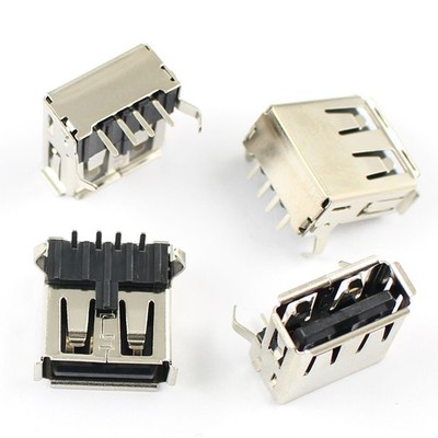 5Pcs USB 2.0 A Type Female Right Angle PCB Socket Connector   *cc