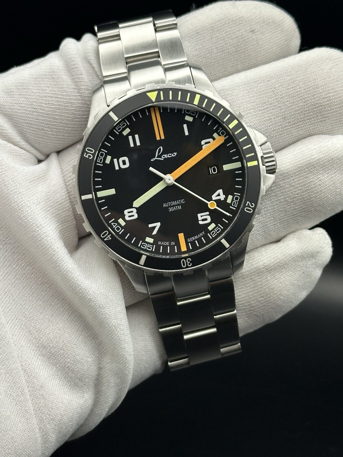 Laco Squad Mojave MB Men’s Watch | Automatic 42mm | Black w/Orange | 862109.MB