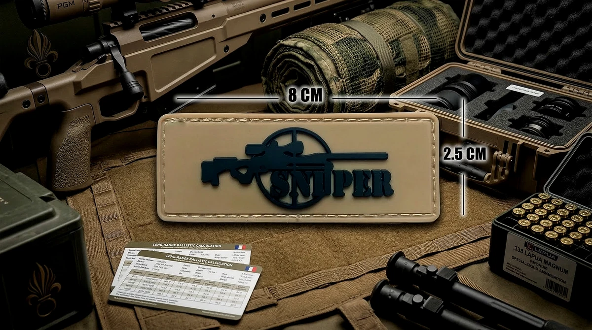 Patch Topt Mili – Insigne Sniper Tireur D'Élite Avec Drapeau France, PVC 8 Cm, Pour Airsoft Et Paintball