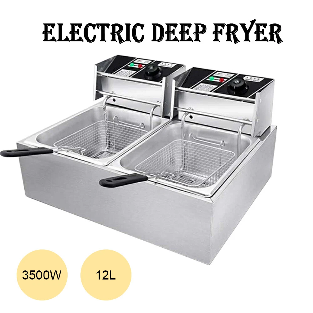 Dual Basket Stainless Steel Deep Fryer - 4 qt