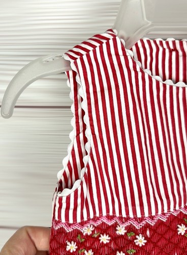 Creation Imaho Smocked Dress Red White Striped Cotton Summer Sleeveless 2 Years - Picture 6 of 13