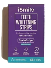 iSmile Teeth Whitening Strips - Coconut Oil -  1 Box (44 Strips)