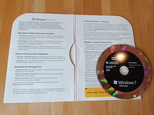 Microsoft Windows 7 Ultimate Promotional Disc with Yellow License Key English - Afbeelding 2 van 2