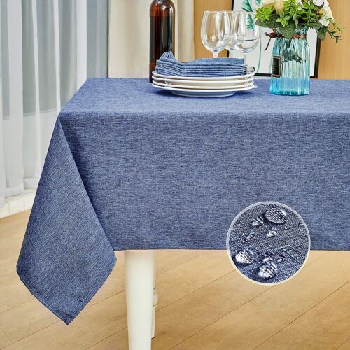 Rectangle Table Cloth Linen Farmhouse Tablecloth Waterproof Anti-Shrink Soft - Picture 25 of 94