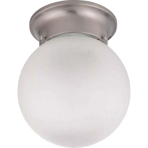 SATCO Nuvo 6 in. 1-Light Brushed Nickel Utility Flush Mount with Frosted White - Picture 1 of 4