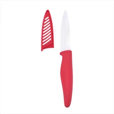 Professional 3-inch Ceramic Paring Kitchen Knife with Red Blade Cover