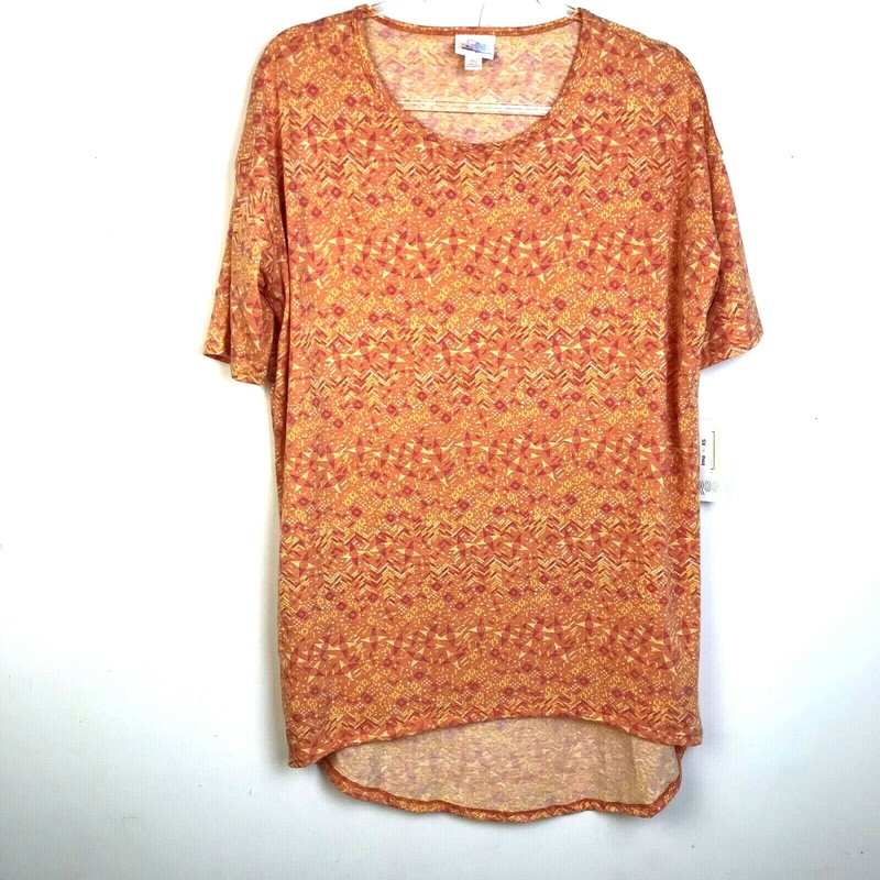 LuLaRoe Knit Top Irma XS Hi Low Hem  Loose Fit Soft Feel Peach Yellow Casual