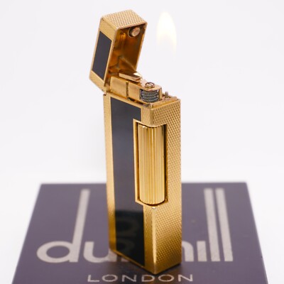 Dunhill Vintage Lighter Gold BLACK 2color Ultrasonically Cleaned_WORKING