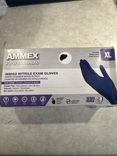 AMMEX Indigo Nitrile Disposable Exam/Medical Gloves 3 Mil Latex-Free, Box of 100