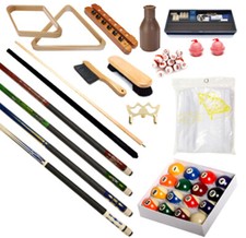 32 piece Billiards Accessories Kit - Pool Table - Balls, Cues, Triangle, racks
