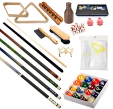 32 piece Billiards Accessories Kit - Pool Table - Balls, Cues, Triangle, racks