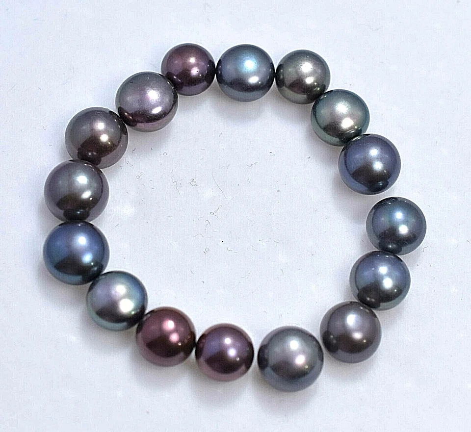 42.50 Ct Natural Tahitian Black Blue south Sea Pearl 16 Pcs Gems lot - Image 3 of 4