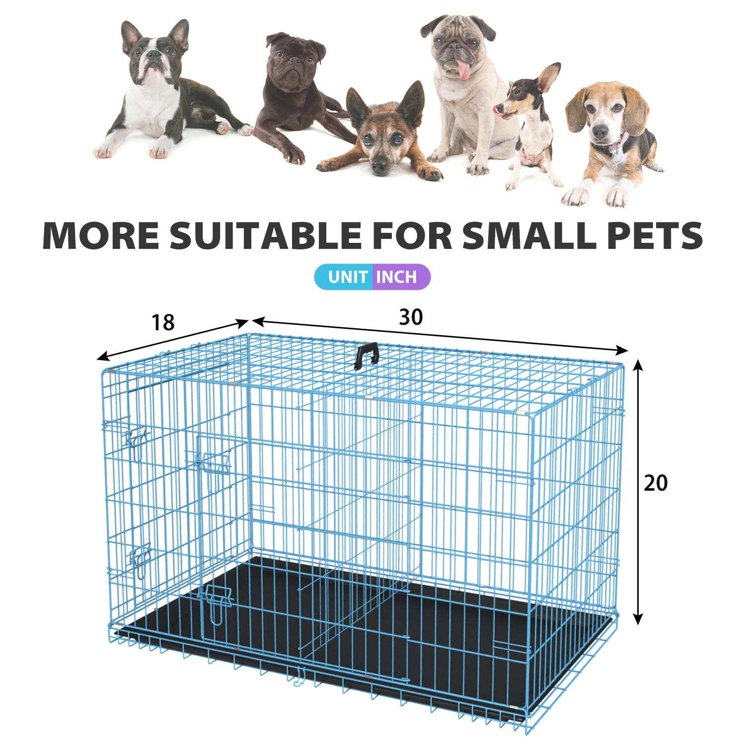 24,30,36,42,48 Inch Dog Crates for Large Dogs Folding Mental Wire Dog